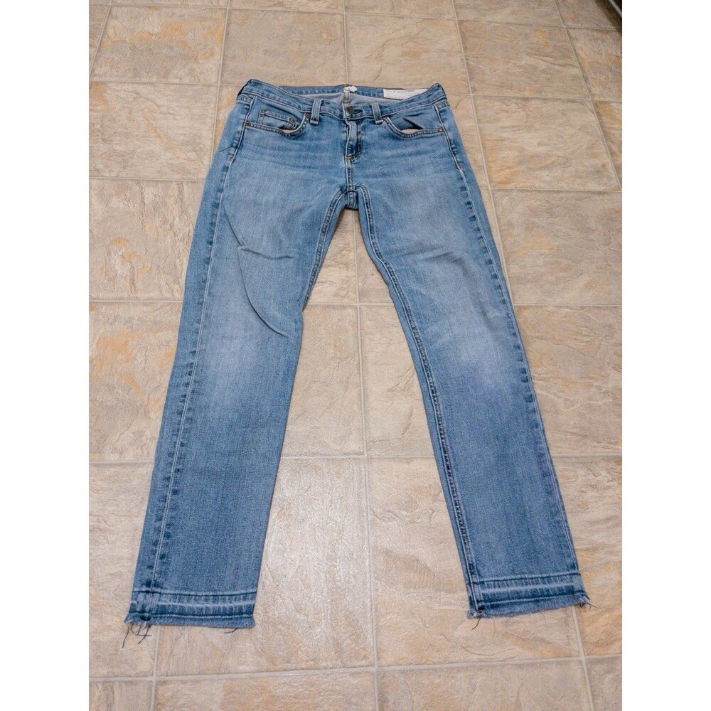 Rag & Bone  JEAN Dre Capri Jeans Women 26 Light Blue Excellent Distressed Raw